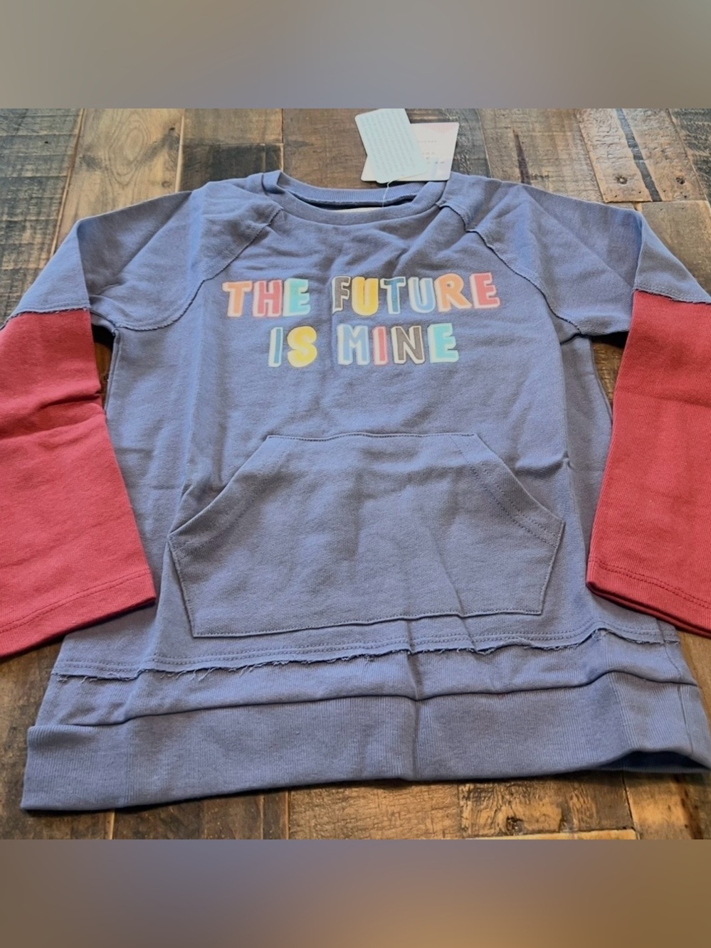 Dot Dot Smile "The Future Is Mine" Long Sleeve Pocket Sweatshirt size 7 New